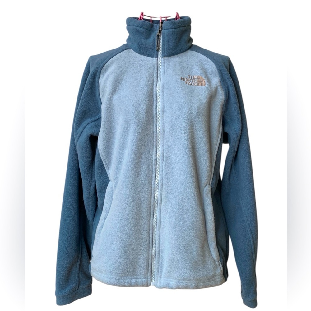 THE NORTH FACE Women's Fleece Jacket Coat Two Tone Blue Full Zip Size Small